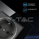 Контакт EU 16А Стъклен Панел Черен