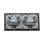 Контакт EU 16A Стъклен Панел Двоен Сериен Черен