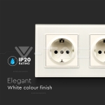 Контакт EU 16A Стъклен Панел Двоен Сериен Бял