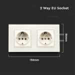 Контакт EU 16A Стъклен Панел Двоен Сериен Бял