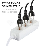 3 Гнезда Разклонител Кабел 1.5м Бял