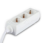 3 Гнезда Разклонител Кабел 3м Бял