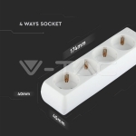 4 Гнезда Разклонител Кабел 1.5м Бял