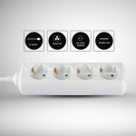 4 Гнезда Разклонител Кабел 1.5м Бял