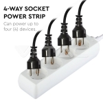 4 Гнезда Разклонител Кабел 3м Бял