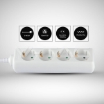 4 Гнезда Разклонител Кабел 3м Бял