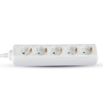 5 Гнезда Разклонител Кабел 1.5м Бял