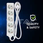 5 Гнезда Разклонител Кабел 1.5м Бял