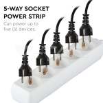 5 Гнезда Разклонител Кабел 1.5м Бял