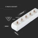 5 Гнезда Разклонител Кабел 1.5м Бял