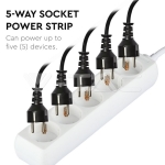 5 Гнезда Разклонител Кабел 3м Бял