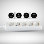 5 Гнезда Разклонител Кабел 3м Бял