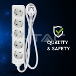 5 Гнезда Разклонител Кабел 3м Бял