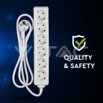 6 Гнезда Разклонител Кабел 1.5м Бял