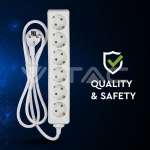 6 Гнезда Разклонител Кабел 3м Бял