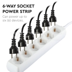 6 Гнезда Разклонител Кабел 3м Бял