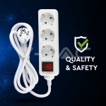 3 Гнезда Разклонител с Ключ Кабел 5м Бял