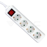 4 Гнезда Разклонител с Ключ Кабел 1.5м Бял