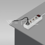 4 Гнезда Разклонител с Ключ Кабел 5м Бял