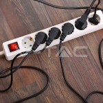 6 Гнезда Разклонител с Ключ Кабел 1.5м Бял