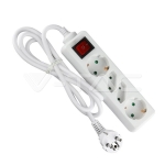 4 Гнезда Комбиниран Разклонител с Ключ Кабел 1.5м Бял