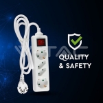 4 Гнезда Комбиниран Разклонител с Ключ Кабел 1.5м Бял