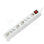 8 Гнезда Комбиниран Разклонител с Ключ Кабел 1.5м Бял