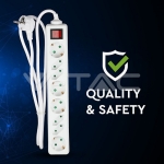 8 Гнезда Комбиниран Разклонител с Ключ Кабел 1.5м Бял