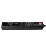 8 Гнезда Комбиниран Разклонител с Ключ Кабел 1.5м Черен