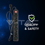 8 Гнезда Комбиниран Разклонител с Ключ Кабел 1.5м Черен