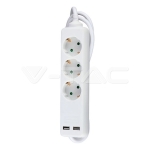 3 Гнезда Разклоните 2USB Кабел 1.5м Бял