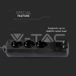 3 Гнезда Разклоните 2USB Кабел 5м Черен