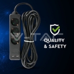 3 Гнезда Разклоните 2USB Кабел 5м Черен