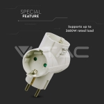 3 Щепсел Разклонител 10/16А 250V Странищен Бял