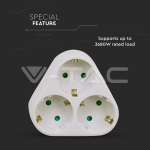 3 Щепсел Разклонител 10/16A 250V Триъгълник Бял