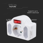 3 Щепсел Разклонител С Ключ 10/16А 250V Бял