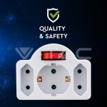 3 Щепсел Разклонител С Ключ 10/16А 250V Бял