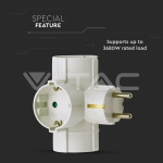 3 Щепсел Разклонител 10/16А 250V Страничен Бял