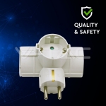3 Щепсел Разклонител 10/16А 250V Страничен Бял