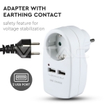 Щепсел Адаптер Шуко С 2ХUSB 5V 2.1A Бял