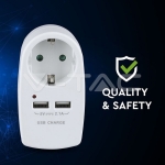 Щепсел Адаптер Шуко С 2ХUSB 5V 2.1A Бял