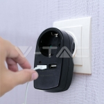 Щепсел Адаптер Шуко С 2ХUSB 5V 2.1A Черен