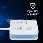 3 Гнезден Комбиниран Разклонител + 2USB 3X1.5 1.4M Бял Квадрат