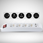 4 Гнезда Разклонител 2 USB 3x1.5-1.4M Бутон Бял