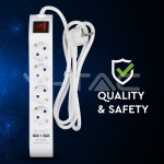 4 Гнезда Разклонител 2 USB 3x1.5-1.4M Бутон Бял