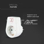 1 Щепсел Адаптер 16А 250V Бял Защита