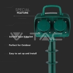 4 Гнезда Градински Разклонител Колче 3х1.5-3м. IP44 Зелен