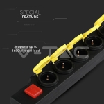 5 Гнезда Разклонител 3х1.5-2м. Ключ IP44 Черно+Жълто