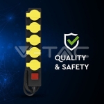 5 Гнезда Разклонител 3х1.5-2м. Ключ IP44 Черно+Жълто