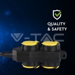 4 Гнезда Разклонител 3х1.5-1.4м. IP44 Черно+Жълто